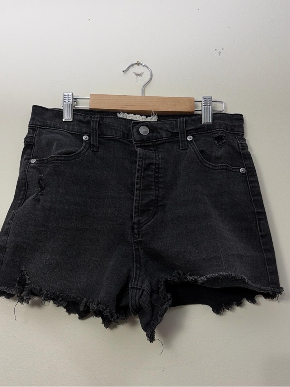Altar'd State Black Distressed High-Rise Denim Shorts